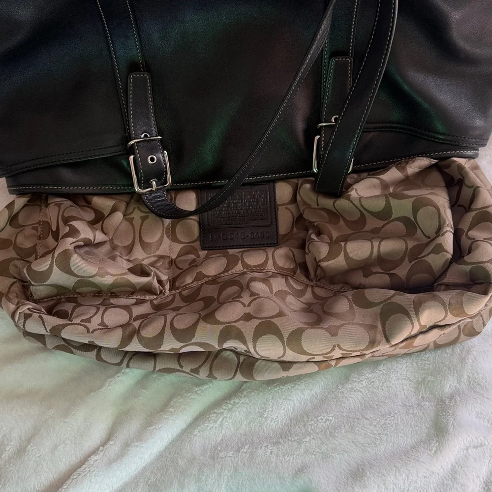 COACH BLACK LEATHER LARGE DIAPER BAG/ BUSINESS TOTE PURSE D04S-6460 vintage